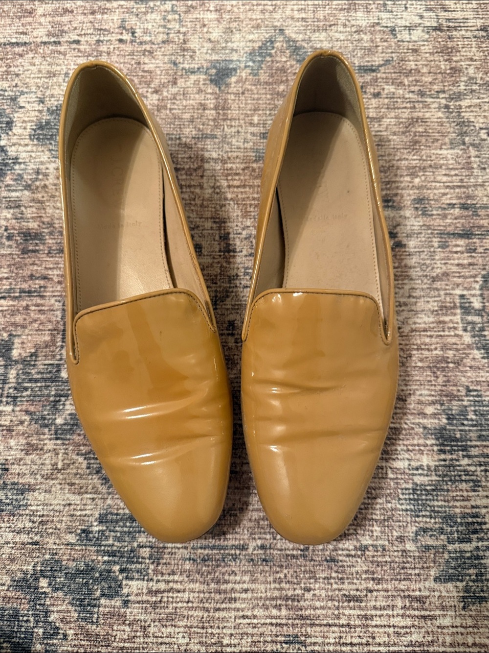 J. Crew Patent Leather Loafers in Mustard